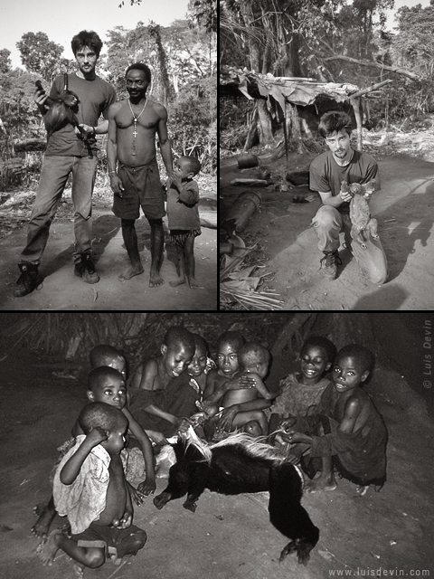 Returning from a hunt, from Luis Devin's fieldwork in Central Africa (Baka Pygmies, Cameroon)